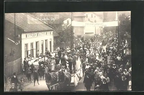 Foto-AK Lomnice nad Pop., Husictvi a doba Legii, Strassenfest