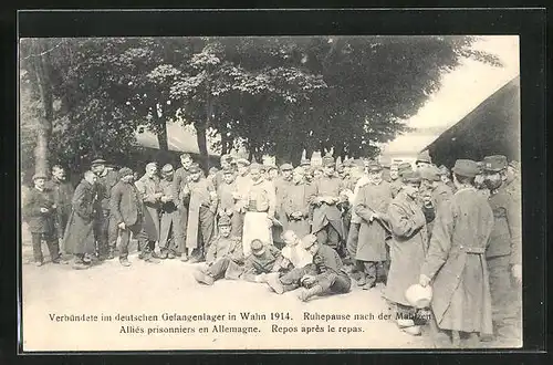 AK Wahn, Verbündete im deutschen Gefangenenlager 1914, Ruhepause nach der Mahlzeit