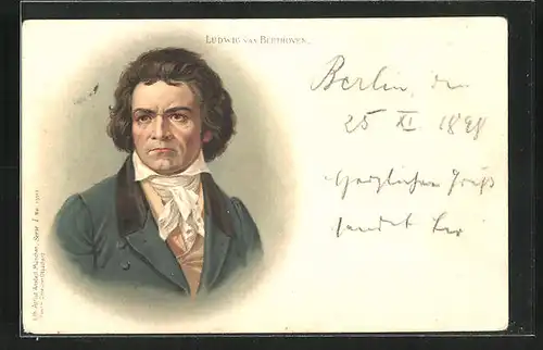 Lithographie Komponist Ludwig van Beethoven