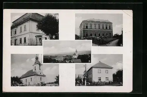 AK Jitschin / Gitschin / Jicin, Kostel, Skola, Zámek