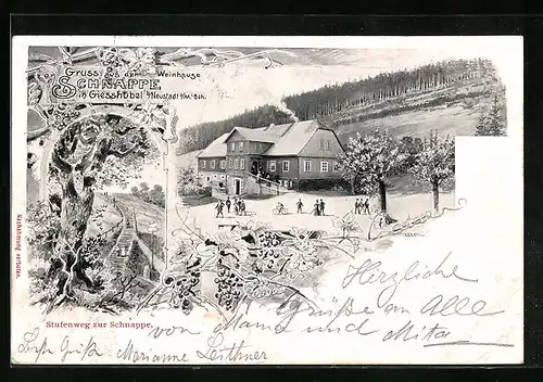 AK Giesshübel b. Neustadt a. M., Gasthaus Schnappe, Stufenweg