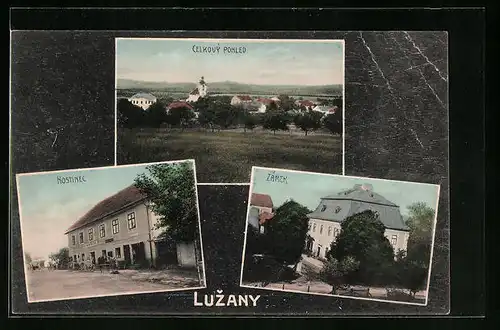AK Luzany, Hostinec, Zámek, Celkový Pohled