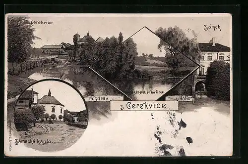 Lithographie Cerekvice u Horic, Kaple, Cerekvice, Zámek