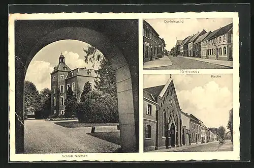 AK Neersen, Dorfeingang, Kirche, Schloss Neersen