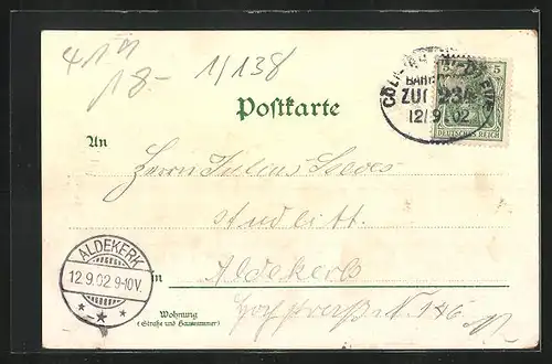 Lithographie Goch, Panorama, Kirche, Steinthor, Rathaus