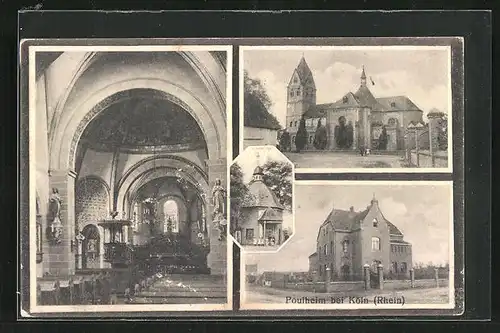 AK Pulheim bei Köln, Jugendheim, Kirche, Kapelle
