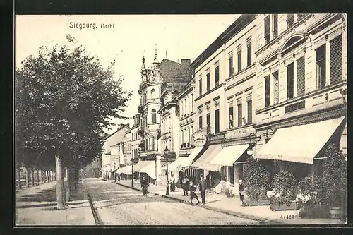 AK Siegburg, Markt mit Geschäften