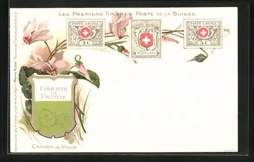 Lithographie Vaud, Les premiers Timbres Poste de la Suisse, Canton de Vaud