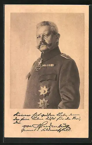 AK Paul von Hindenburg in Uniform mit Orden