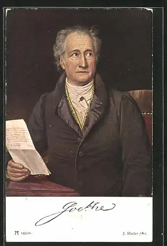 Künstler-AK Johann Wolfgang von Goethe beim Lesen eines Briefs