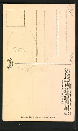 Künstler-AK Auffnahme von Franz Grillparzer