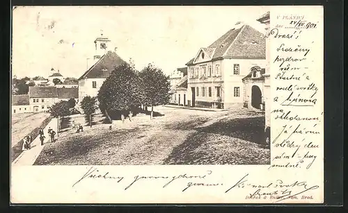 AK Planice, Teilansicht mit Blick auf Kirche