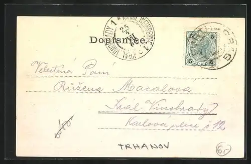 AK Trhanov, Panorama mit Kirche