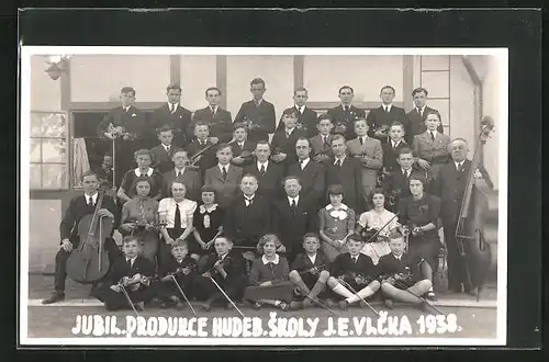 Foto-AK Plzen, Jubil Produkce Hudeb. Skoly J. E. Vlcka, 1938