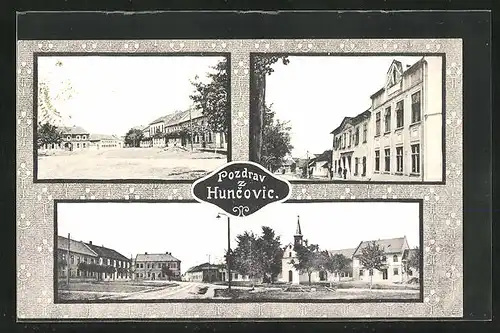 AK Huncovice, Ansichten des Marktplatzes