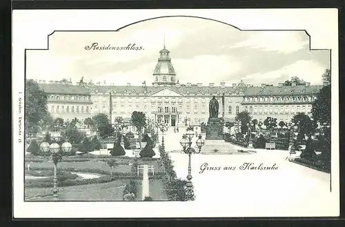 AK Karlsruhe, Residenzschloss mit Park