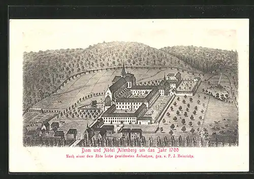 Künstler-AK Altenberg, Dom und Abtei um das Jahr 1700