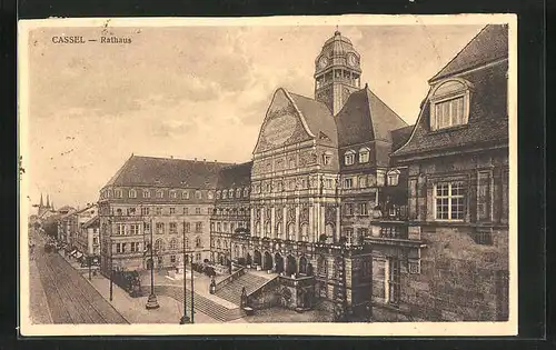 AK Cassel, Strassenpartie mit Rathaus