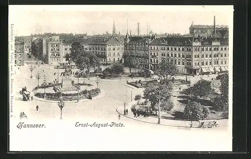 AK Hannover, Ernst-August-Platz aus der Vogelschau