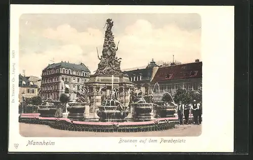 AK Mannheim, Brunnen auf dem Paradeplatz
