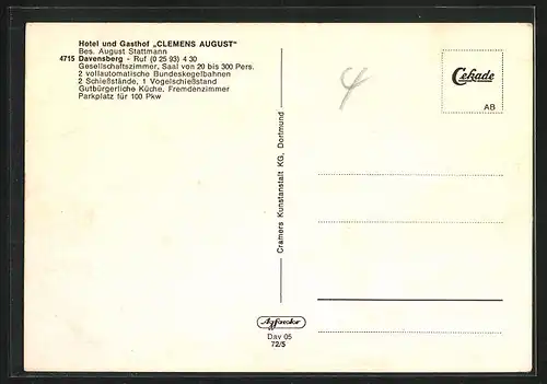 AK Davensberg, Hotel und Gasthof Clemens August, Bes. August Stattmann