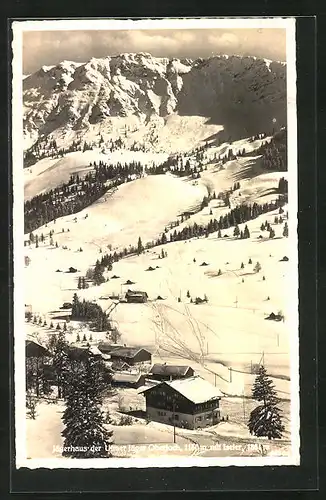 AK Oberjoch, Panorama mit Jägerhaus der Ulmer Jäger und Iseler