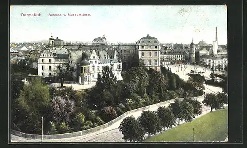 AK Darmstadt, Schloss vor Museumsturm