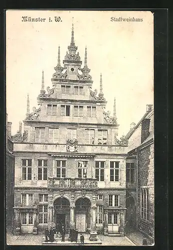 AK Münster i. W., Fotografie des Stadtweinhauses