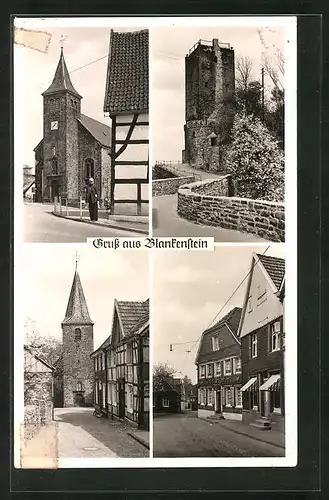 AK Blankenstein, Historische Fotografien Kirche, Hotel Irrgarten
