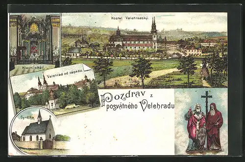 Lithographie Velehrad, Kostel Velehradský, Cyrillka, Hlavní oltár