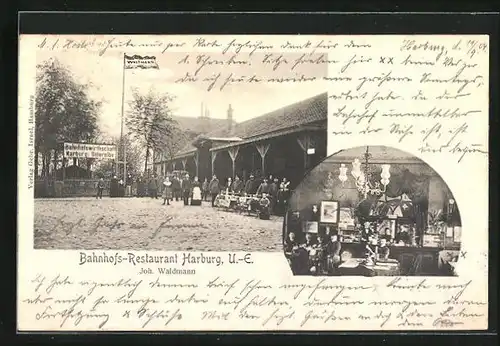 AK Harburg /U.-E., Bahnhofs-Restaurant Joh. Waldmann, Innenansicht