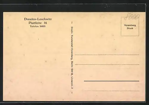 AK Dresden-Loschwitz, Haus Plattleite 16