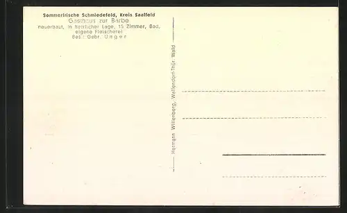 AK Schmiedefeld /Kreis Saalfeld, Gasthaus zur Barbe