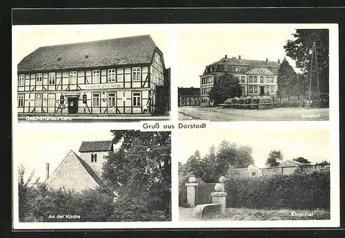 AK Dorstadt, Geschäftshaus Lenz, Gutshof, An der Kirche