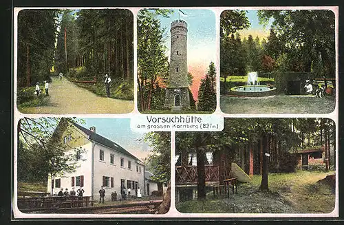 AK Kirchenlamitz, Gasthaus Vorsuchhütte am grossen Kornberg, Turm, Brunnen