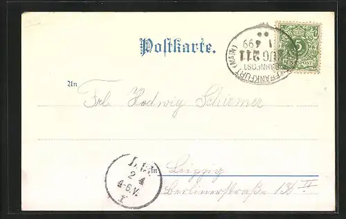 Künstler-AK Hanau, Kaserne, Stadt-Theater, Frankfurter Tor