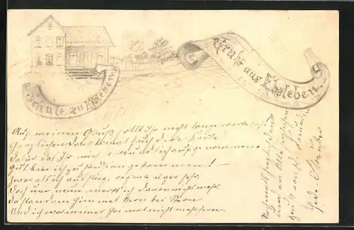 Künstler-AK Handgemalt: Eisleben, Schule