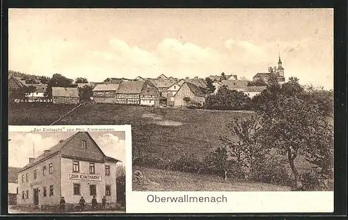 AK Oberwallmenach, Gasthaus zur Eintracht, Panorama