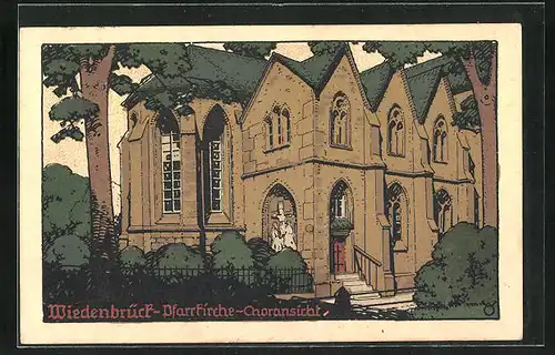 Steindruck-AK Wiedenbrück, Pfarrkirche-Choransicht