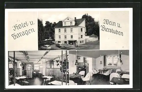 AK Bad Oeynhausen, Hotel Finselbach, Gesamtansicht und Innenansicht