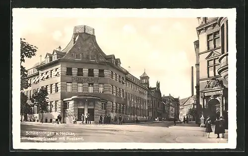 AK Schwenningen a. Neckar, Hindenburg-Strasse mit Postamt