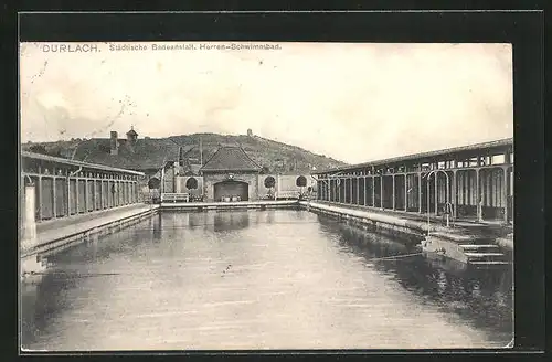 AK Durlach, Städtische Badeanstalt, Herren-Schwimmbad