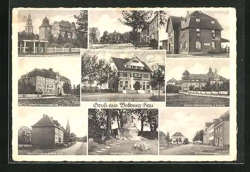 AK Bedburg-Hau, Gasthof Waninger, Peter Eichstrasse, Bahnhof