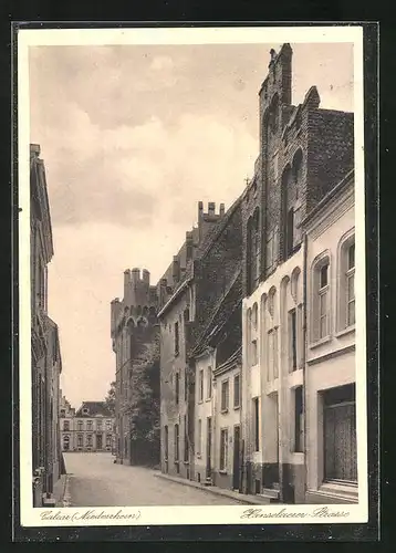 AK Calcar, Hanselaer Strasse mit altem Giebelhaus