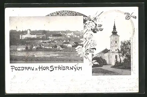 AK Stribrne Hory, Gesamtansicht und Kirche