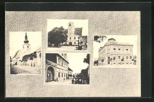 AK Strazov, Vier Ansichten der Ortschaft