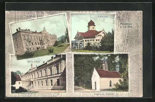 AK Lazne Letiny, Kolonada, Villa Anna, Kaple sv. Vintire