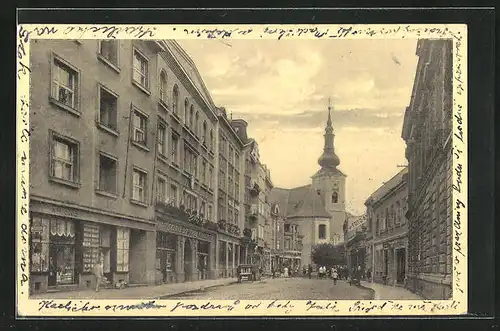 AK Prerov, Strassenpartie mit Geschäften