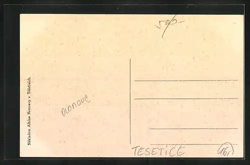 AK Tesetice, Strassenpartie mit Geschäft, Ortspartie, Teilansicht