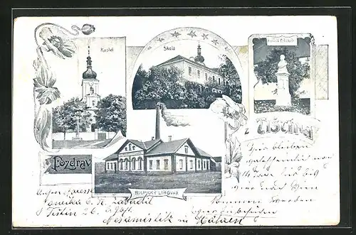 AK Tistin, Kostel, Rulnicky Limovar, Pomnik Palackeho